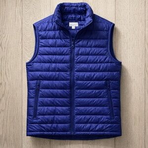 CLUB MONACO Men's Quilt Zip Vest Polyester Royal Blue - Size XS